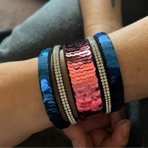 Sequin bracelet/wrap. Either pink, blue, or both. Unisex